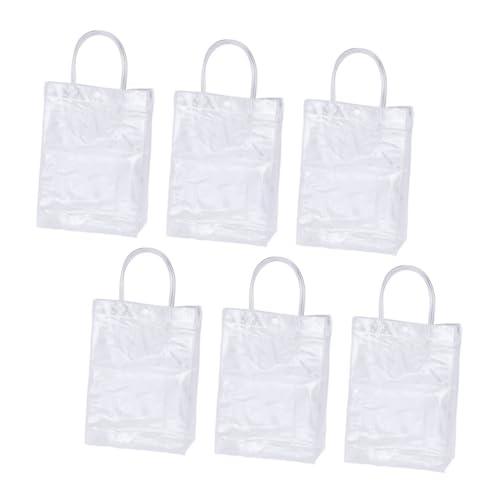 FONDOTIN 6 Stück Transparente PVC Geschenktragetaschen Vielseitig Einsetzbar für Partys Weihnachten Einkauf und Geschenkverpackung von FONDOTIN
