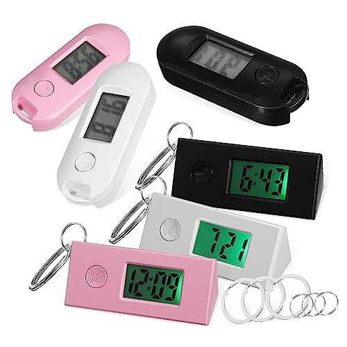 FONDOTIN 6stücke Digitale Schlüsselanhänger-Uhren Für Schüler Ärzte Tragbare Leuchtende Taschenuhren Einfach Zu Bedienen Mit One-Button-Funktion von FONDOTIN