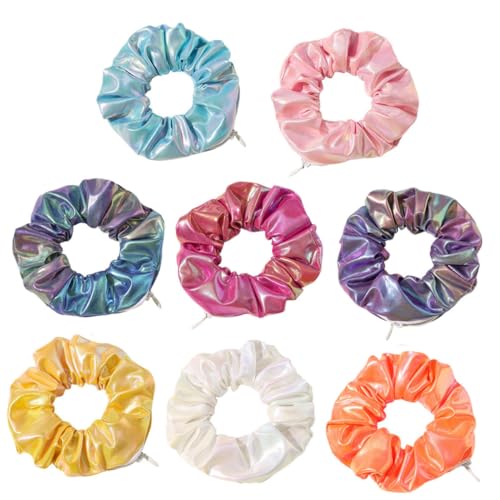 FONDOTIN 8 Stück Teiliges Haarring Mädchen Kreative Pu haarringe mit Farbverlauf Weiche Haarschleifen Modische Haaraccessoires mit Praktischem Zipper design Komfortabel und Vielseitig für von FONDOTIN