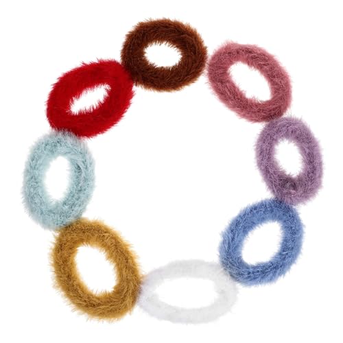 FONDOTIN 8 Stück Teiliges Kleine Bunte Plüsch Haargummis für Junge Mädchen und Mädchen Elastische Weiche Haarschleifen mit Hoher Dehnbarkeit Niedliche Kinderhaar Accessoires für von FONDOTIN