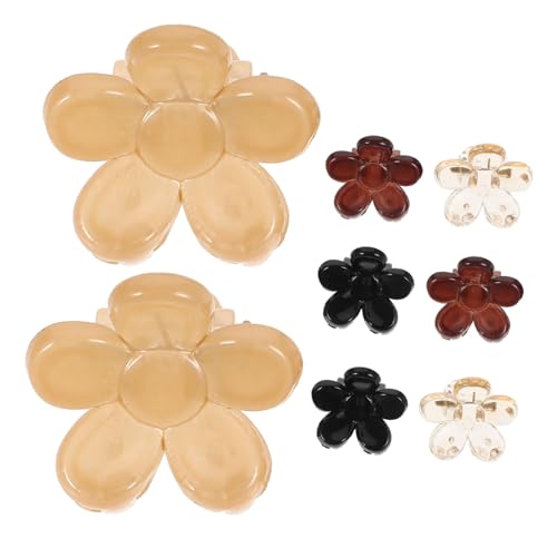 FONDOTIN 8stücke Blumen Haarspangen Mini Haarklammern Für Dünnes Haar Elegante Kleine Haarklauen Für Frauen Und Mädchen Rutschfeste Haarclips in Transparent Karamell Und Schwarz von FONDOTIN