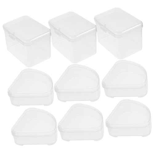 FONDOTIN 9 Stück Teiliges Transparentes Makeup Puff Aufbewahrungsbox mit Fächerförmigen und Hohen Quadratischen Behältern Praktischer Kosmetik Schwamm Organizer Leicht und Tragbar für von FONDOTIN