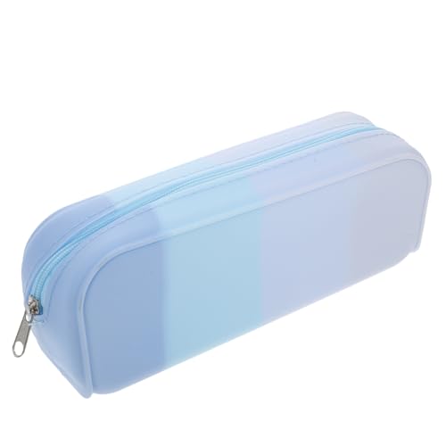 FONDOTIN Aesthetic Pencil Case Große Kapazität Silikon Federmäppchen für Mädchen Schüler Tragbar Robust Farbenfrohes Schreibwarenetui Candy Color Pencil Pouch Hellblau von FONDOTIN