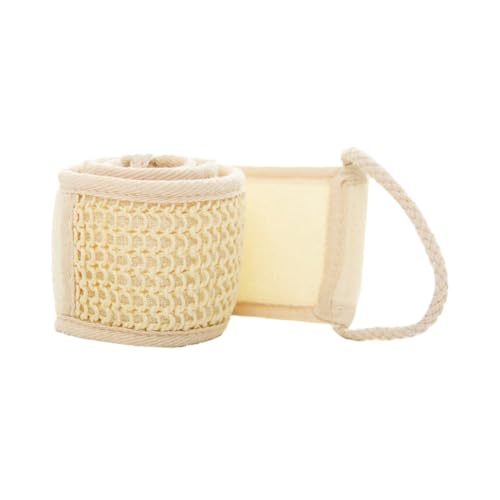 FONDOTIN Badetuch Beige Mit Langen Streifen Peeling-duschtuch Aus Baumwolle Und Leinen Badetuch-schrubber Zum Zurückziehen Für Ganzen Körper Beige von FONDOTIN