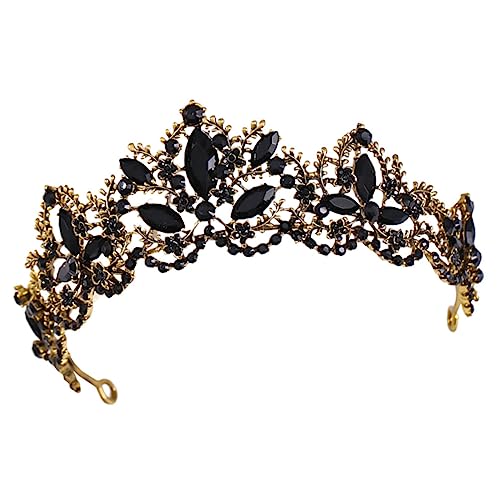 FONDOTIN Barock Braut Tiara Krone mit Schwarzen Kristallen Langlebige Legierung Eleganter Haarschmuck für Hochzeit Party und Fotoshootings Leichter Kopfschmuck für Damen von FONDOTIN