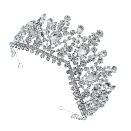 FONDOTIN Barock Brautkrone Silber Tiara mit Strasssteinen und Perlen Haarschmuck für Frauen Leichter und Langlebiger Brautschmuck für Hochzeit Party und Festliche Anlässe von FONDOTIN