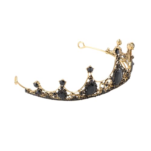 FONDOTIN Barock Schwarze Bridal Crown mit Strass Dekor Leichte Legierung Tiara für Braut Hochzeit Festzug Kostüm Party Haarschmuck von FONDOTIN