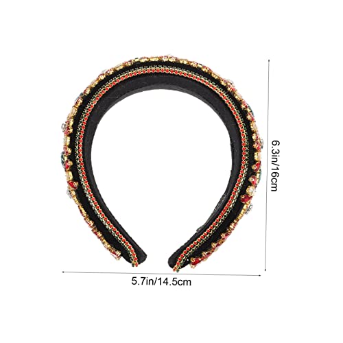 FONDOTIN Barock Stil Haarband Damen mit Bunten Strasssteinen Breiter Kopfreif aus Langlebigem Leichtes Modisches Festtags Haarschmuck für Partys Alltag und Besondere Anlässe von FONDOTIN