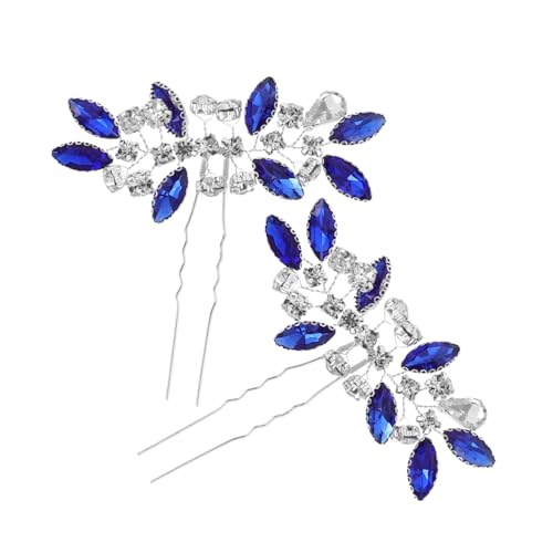 FONDOTIN Blauer Strass Haarschmuck U Förmige Haarnadeln Braut Schmuck Handgefertigt Funkelnd Hochzeits Party Kopfschmuck für Frauen Mädchen von FONDOTIN