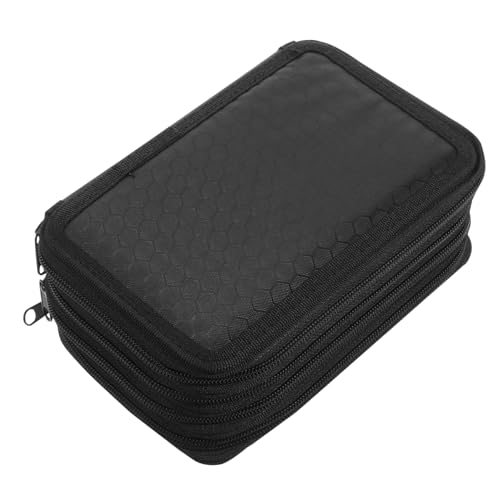 FONDOTIN Bleistiftetui Oxford Große Kapazität Mehrschichtiges Design Praktische Aufbewahrung für Stifte für Schüler und Künstler Schwarz Reißverschluss Farben von FONDOTIN