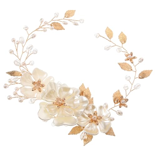 FONDOTIN Braut Haarband mit Perlen und Strasssteinen Legiertes Hochzeits Haarband Rutschfestes Kopfstück für Braut und Festliche Anlässe Handgefertigter Schmuck für Damen und Mädchen von FONDOTIN