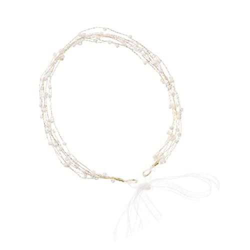 FONDOTIN Braut Haarschmuck Handgewebtes Perlen Stirnband Imitation Perlen Haarschmuck für Damen Braut und Brautjungfern Kopfschmuck Accessoire für Besondere Anlässe von FONDOTIN