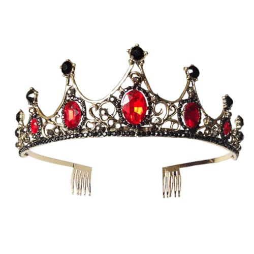 FONDOTIN Brautkrone mit Wasser Diamanten Hochzeit Haarschmuck mit Kamm Modische Prinzessin Accessoires für Damen Roter und Goldener Brautschmuck für Besondere Anlässe von FONDOTIN
