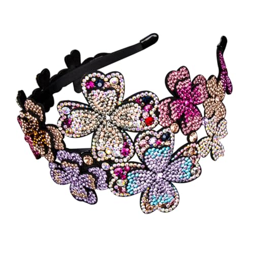 FONDOTIN Breites Elastisches Haarband Damen mit Funkelnden Strass Rhinestones Rutschfestes Flapper Stirnband in Blumenform Eleganter Haarschmuck für Alltag und Besondere Anlässe von FONDOTIN