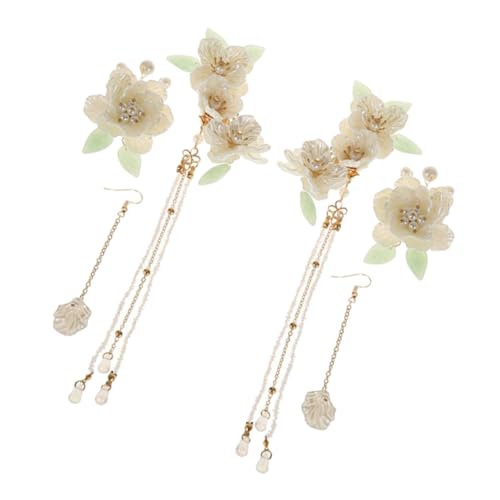 FONDOTIN Chinesisches Haarzubehör Teilig mit Quasten und Blüten Haarspangen und Ohrringe für Frauen und Mädchen Traditionell Inspiriert Geeignet für Party Hochzeit Alltag von FONDOTIN