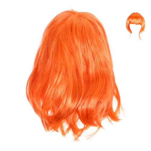 FONDOTIN Cosplay Bob Perücke mit Ponyersatz Kurz Glatt Orangefarbene Perücke für Damen Party Halloween Rave Mode FONDOTIN Cosplay Bob Perücke mit Ponyersatz Kurz Glatt Orangefarbene Perücke für Damen Party Halloween Rave Mode von FONDOTIN