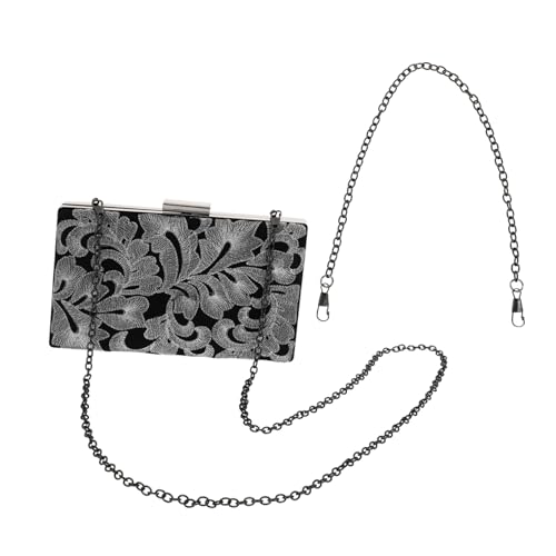 FONDOTIN Damen Clutch Handtasche mit Kette Silber Gestickte Abendtasche für Dinnerparty Hochzeit und Formelle Anlässe Handlich Schützend gegen Kratzer und Verlust Retro Design von FONDOTIN