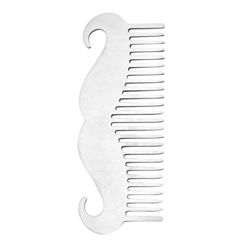 FONDOTIN Edelstahl Bartkamm mit Glatten Spitzen Multifunktional für Schnurrbart Bartpflege Robustes Reise kamm Herren Handlich als Pocket Comb und Bartpflege tool von FONDOTIN
