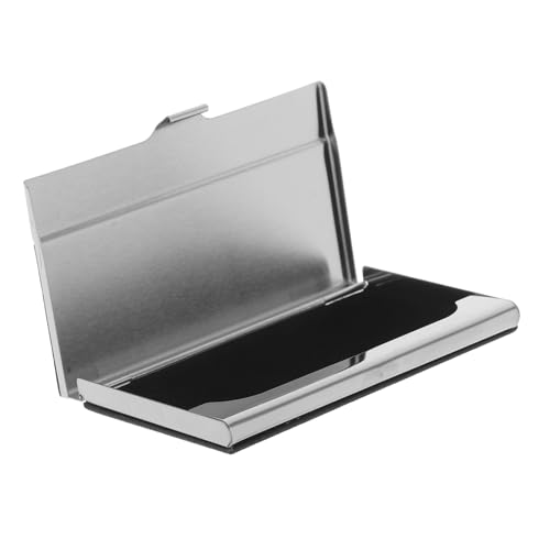 FONDOTIN Edelstahl Visitenkartenetui Schwarz Leichter Business Card Holder mit Sicherem Verschluss Großes Fassungsvermögen Mobiler Kartenhalter für Männer Praktisches Portemonnaie für von FONDOTIN
