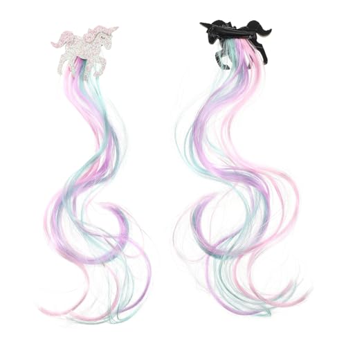 FONDOTIN Einhorn Haarklammern Bunte Lockige Haarspangen Haarschmuck Für Mädchen Faschingskostüme Geschenkidee von FONDOTIN