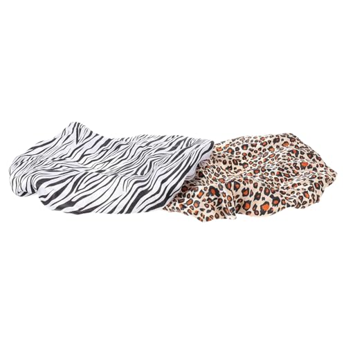 FONDOTIN Elastische Satin Schlafhaube für Damen Atmungsaktiv Hautfreundlich Haarbruch und Reibung Geeignet für Haartypen und Chemotherapie Patientinnen Zebra Gold Leopard von FONDOTIN
