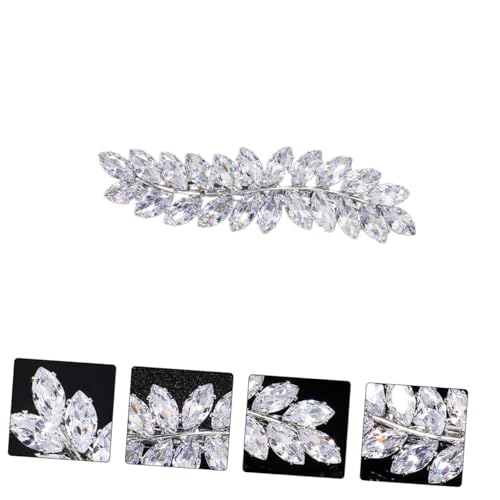 FONDOTIN Elegante Haarklammer mit Funkelnden Strasssteinen Modische Haarspange für Damen Party Alltags haarschmuck Silberner Haarclip Geeignet für Frisuren mit Ponyfransen und Halbem von FONDOTIN