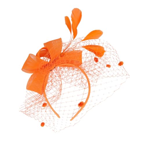 FONDOTIN Eleganter Braut Haarschmuck Netzstoff Haarclip Orangefarbener Party Kopfschmuck Vielseitiger Damen Headwear für Hochzeit Verlobung Fotoshooting und Festliche Anlässe von FONDOTIN