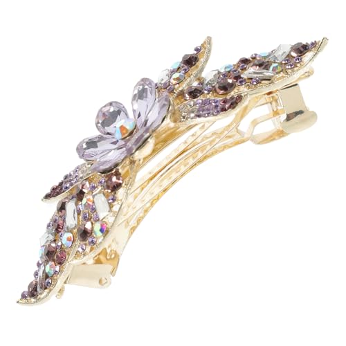 FONDOTIN Eleganter Haarclip mit Springmechanismus und Funkelnden Kristallblumen Dekoratives Haarschmuck Accessoire für Frauen Festhaltend und Bruchsicher für Hochzeit Party Alltag Geeignet von FONDOTIN