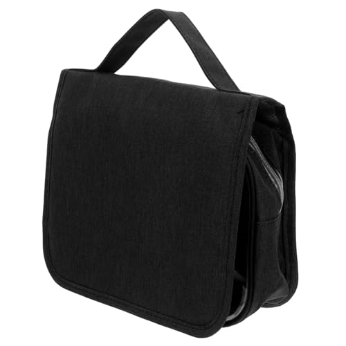 FONDOTIN Faltbare Kosmetiktasche für Damen und Herren Wasserabweisender Toiletry Organizer mit Reißverschluss für Reisen Große Aufbewahrung Praktische Handhabung Design Schwarz mit PVC von FONDOTIN