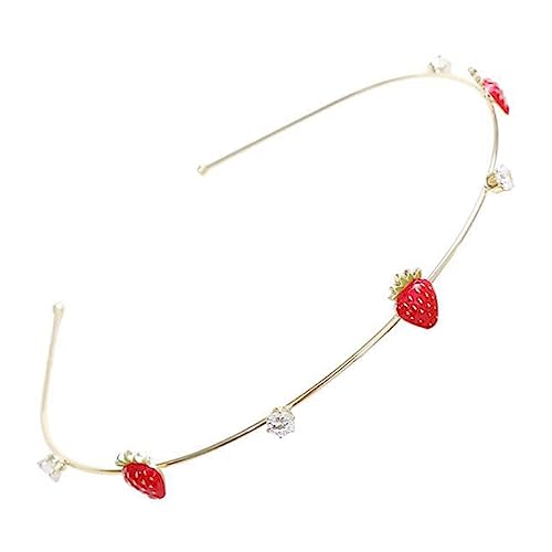 FONDOTIN Frucht Haarband aus Hochwertigem Legierungsmaterial für Damen und Mädchen Stylisches Erdbeer Stirnband mit Glitzersteinen für Partys Hochzeiten und Alltag von FONDOTIN