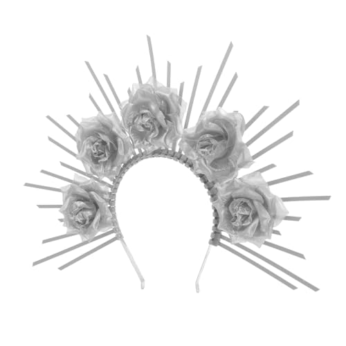 FONDOTIN Göttinnen Haarreif mit Silbernen Blumen Leichter Kunststoff Kopfschmuck für Party Cosplay Hochzeit und Fotoshooting für Damen von FONDOTIN