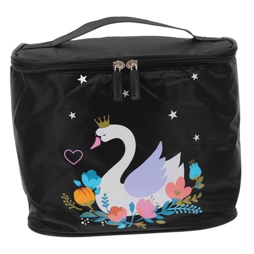 FONDOTIN Große Faltbare Kosmetiktasche wasserdichte Handtasche mit Weißem Schwanenmuster Tragbarer Kulturbeutel für Damen Multifunktionaler Reise toilettbeutel mit Stabilem Stand und Viel von FONDOTIN