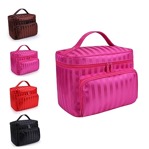 FONDOTIN Große Kapazität Kosmetiktasche Wasserdichter Reise Organizer mit Reißverschluss Streifen Design Rosa Rot für Damen und Mädchen für Make Up und Toilettenartikel Kompakt und Leicht FONDOTIN Große Kapazität Kosmetiktasche Wasserdichter Reise Organizer mit Reißverschluss Streifen Design Rosa Rot für Damen und Mädchen für Make Up und Toilettenartikel Kompakt und Leicht von FONDOTIN