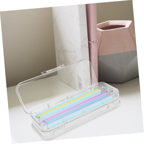 FONDOTIN Große Transparente Stiftebox mit Doppeltem Fach aus Robustem Abs Leichter Organizer für Stifte Buntstifte und Schreibwaren Praktische Aufbewahrung für Schule und Büro von FONDOTIN