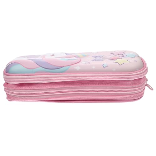 FONDOTIN Großes Federmäppchen mit Reißverschluss Multifunktionale Stifttasche für Schüler Doppelstöckiges Rosa Einhorn Design Geräumige Aufbewahrung für Stifte Lineal Schere und von FONDOTIN