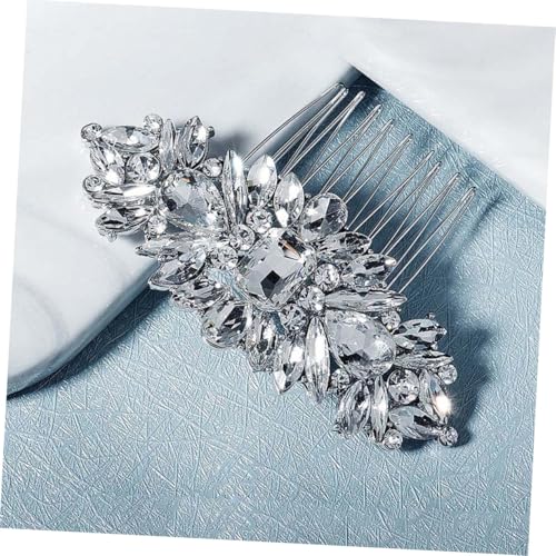 FONDOTIN Haarkamm Haarschmuck Silber Retro Clip Comb mit Glassteinen Dekorativer Haarschmuck für Hochzeiten Fotoshootings und Festliche Anlässe Eleganter Vintage Stil für Frauen von FONDOTIN