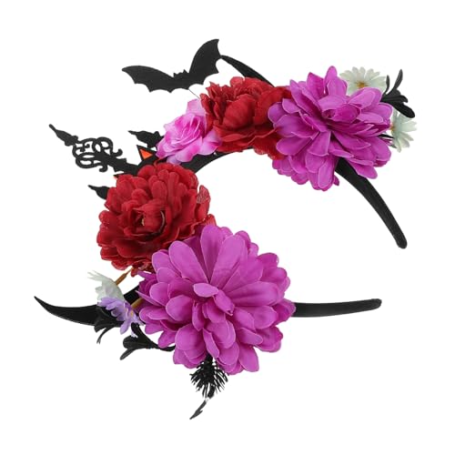 FONDOTIN Haarband Halloween Teufelshörner Stirnband Fledermausohren Geisterkostüm Dämonenkostüm Zubehör Cosplay Kopfbedeckung Partydekorationen von FONDOTIN