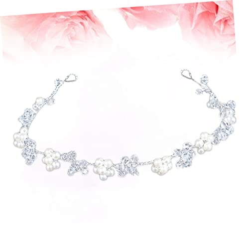 FONDOTIN Handgefertigtes Perlen Haarband mit Kristallblumen Funkelnder Haarkranz für Braut Hochzeit Fest Verstellbarer Haarschmuck für Damen Stirnband für Fotoshootings von FONDOTIN