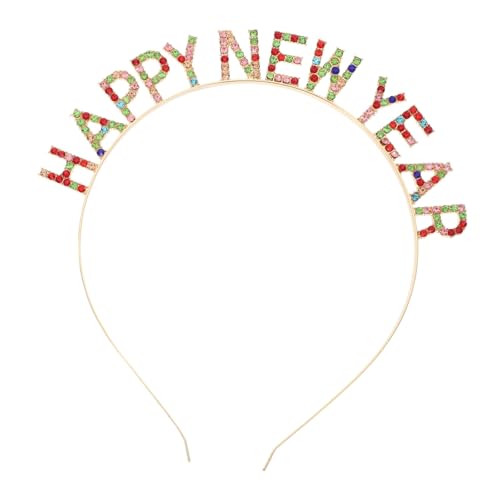 FONDOTIN Happy Year Stirnband mit Buchstaben und Funkelnden Strasssteinen Leichtes Party Haarband für Erwachsene und Festliches Neujahrs Haaraccessoire für Familienfeier und Silvester von FONDOTIN