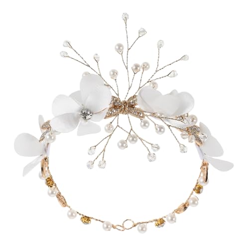 FONDOTIN Hochzeits Haarschmuck Braut Mädchen Kopfband Perlen Schmetterling Blumen Krone Verstellbar Komfortabel Kommunion von FONDOTIN