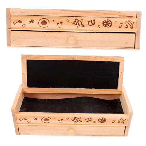 FONDOTIN Holz Federmäppchen mit Doppelter Aufbewahrung Großer Stiftebox für Robuster Stifteorganizer mit Deckel für Schule und Schreibtisch Leichter Kompakter Federschachtel für Schüler von FONDOTIN