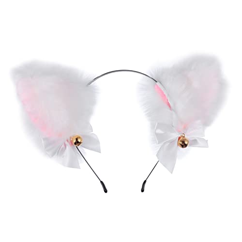 FONDOTIN Katzenohren Haarreif Cosplay Kawaii Kopfschmuck Mit Schleife Und Glocke Weiches Material Für Damen Und Mädchen Für Halloween Und Partys von FONDOTIN