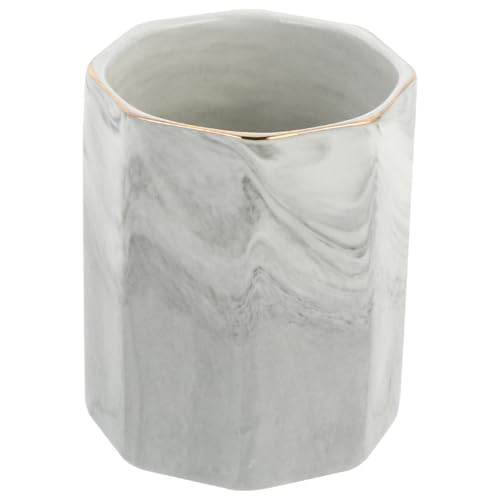 FONDOTIN Keramik Stiftehalter mit Marmor optik und Goldrand Multifunktionaler Schreibtisch Organizer für Make up Pinsel Büro Stifte und Kosmetik Langlebiger Aufbewahrungsbehälter für Damen von FONDOTIN