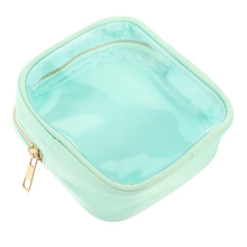 FONDOTIN Kosmetiktasche Nylon PVC Transparent Zipper Kulturbeutel Make up Organizer Tasche für Damen Reise Tragbar Klein Hellgrün von FONDOTIN