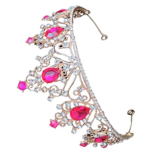 FONDOTIN Kristallbraut Tiara Haar Accessoire Damen Hochzeit Party Festlicher Kopfschmuck Goldrot Glänzend Elegant von FONDOTIN