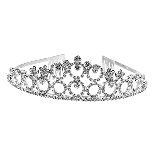 FONDOTIN Kristallkrone Damen Braut Tiara Strasskrone mit Metall Kamm Hochzeits Haarschmuck Komfortabel Leicht Für Hochzeit Party Abschlussball von FONDOTIN