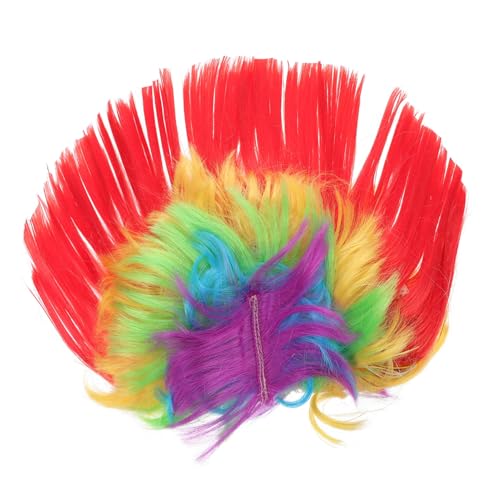 FONDOTIN LED Leuchtende Mohawk Perücke Rainbow Rot Bunte Party Halloween Karneval Perücke mit Integriertem Batteriepack Stylischer Cosplay Haar-accessoire für Damen und Herren von FONDOTIN
