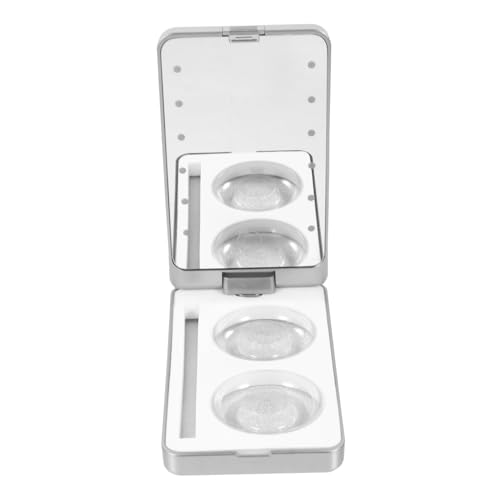 FONDOTIN LED Wimpern Aufbewahrungsbox mit LED Spiegelleuchte Kompakt Tragbar Multifunktional mit Natürlicher Lichtsimulation Make Up Organizer für Reisen und Alltag Weiß von FONDOTIN