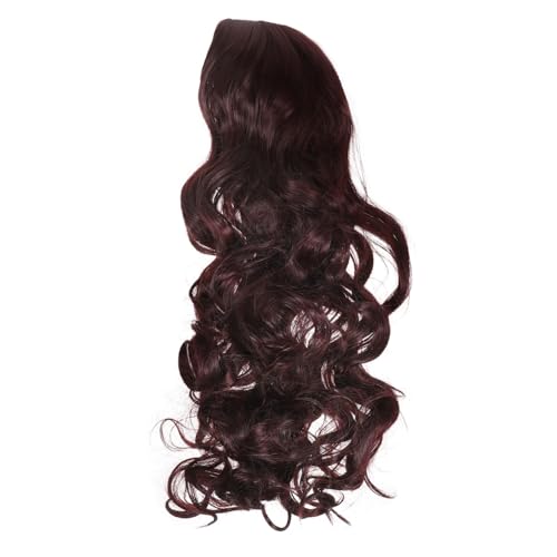 FONDOTIN Lange Gewellte Perücke für Frauen Synthetische Hochtemperaturfaser Mittlerer Scheitel Leicht und Atmungsaktiv Natürliches Styling für Party Cosplay und Alltag Rotbraun von FONDOTIN