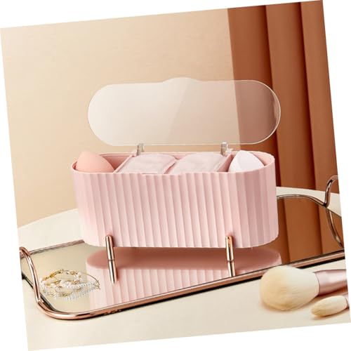 FONDOTIN Make Up Aufbewahrungsbox mit Fächern Transparent Staubdicht mit Deckel Make Up Schwamm Organizer Kosmetikbox Praktisch für Lippenstift Schmuck Hautpflege für Damen von FONDOTIN